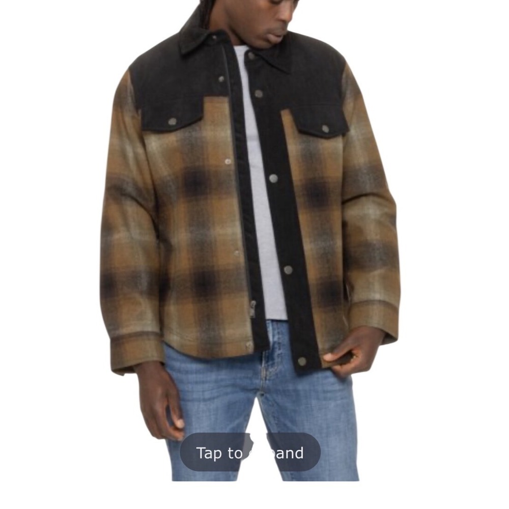 Pendleton Timerline‎ Plaid Wool Blend Shirt Jacket Brown Black Insulated  Large